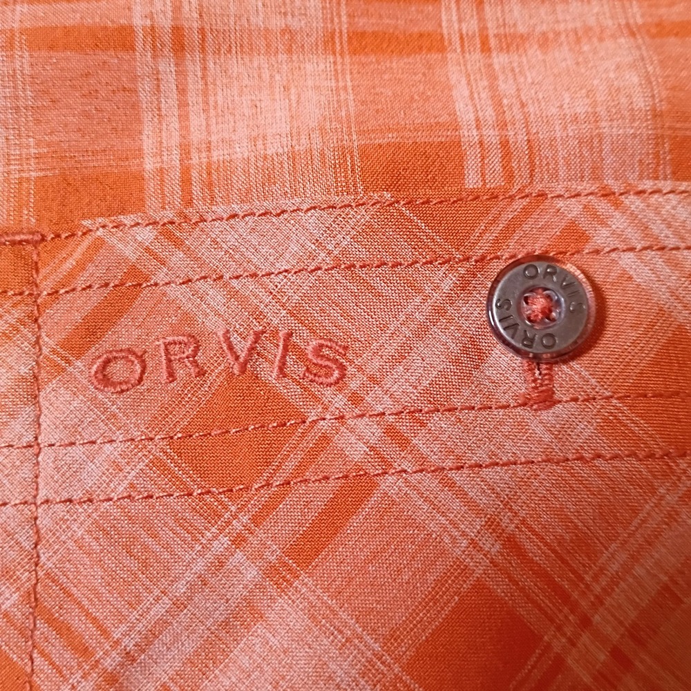 Orvis‎ Mens XXL Orange Plaid Short Sleeve Button Down Fishing Shirt 1494392 - Picture 3 of 8